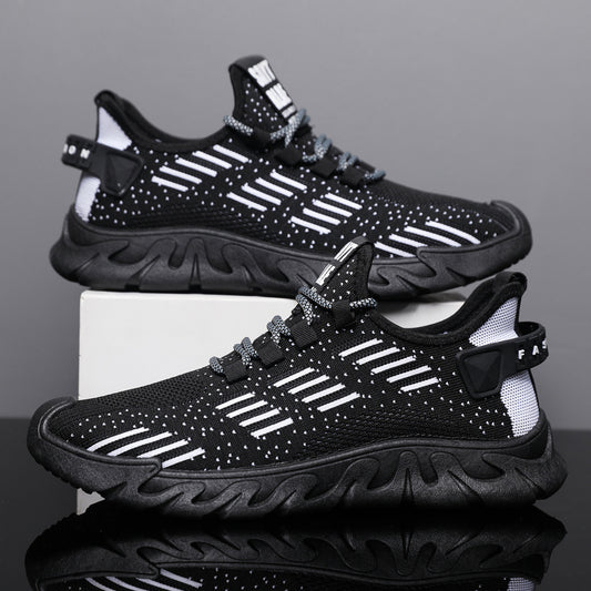 New men's flyknit mesh shoes - stylish, breathable, soft-soled, lightweight athletic running shoes for students - cross-border wholesale