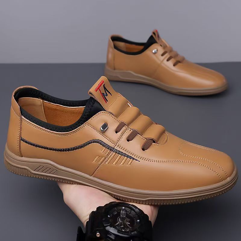 Soft sole leather shoes men's lightweight slip-on driving shoes all season fashion business casual shoes waterproof leather shoes for men