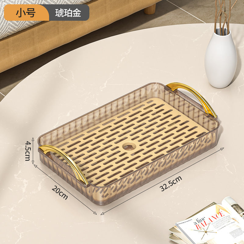 Tea tray for home living room dry brewing station accessible luxury tea set cup holder tea cup water cup rectangular double layer drainage tray