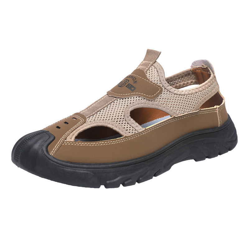 Baotou sandals mensummercut out mesh crocs outdoor non-slip lightweight sports casual beach shoes cross-border