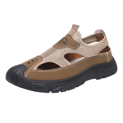 Baotou sandals mensummercut out mesh crocs outdoor non-slip lightweight sports casual beach shoes cross-border