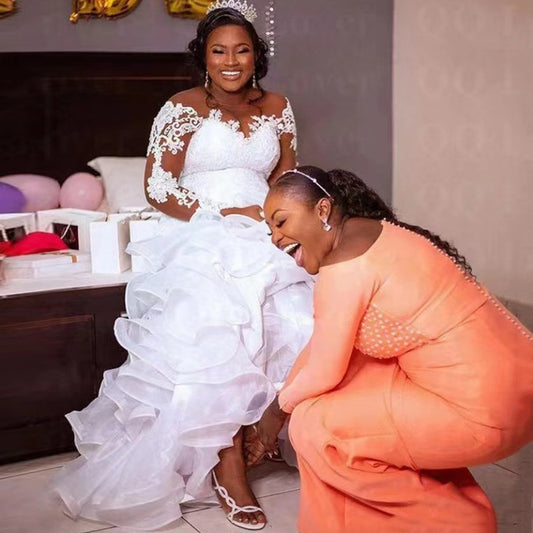 2026 african bridal wedding dress, plus size mermaid wedding gown, mermaid train wedding dress