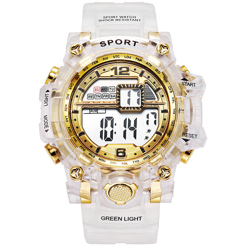 Factory direct: transparent dial fashion sports multifunctional digital watch for men and women - waterproof sports watch for students