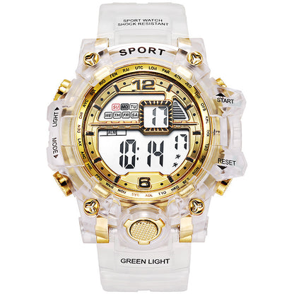 Factory direct: transparent dial fashion sports multifunctional digital watch for men and women - waterproof sports watch for students