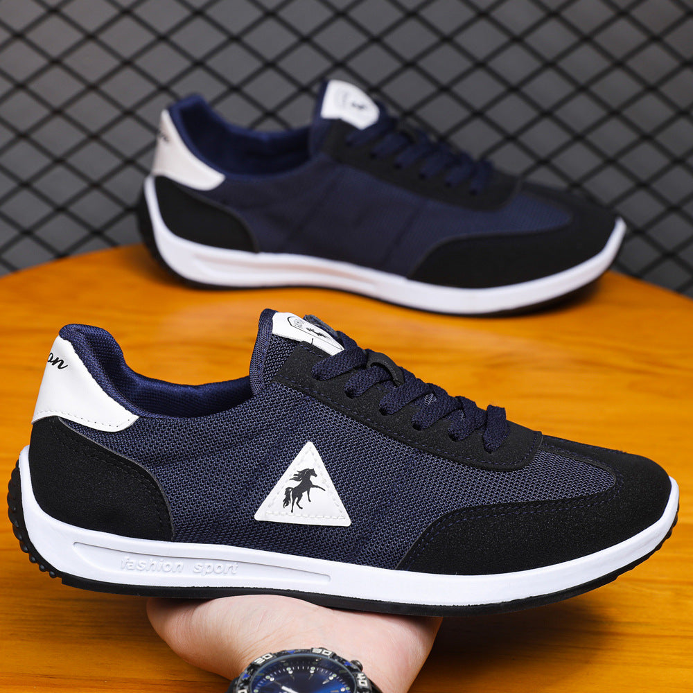 Breathable mesh men's shoes, 2025 new style, soft sole, non-slip, white, casual, sporty, and cross-border e-commerce