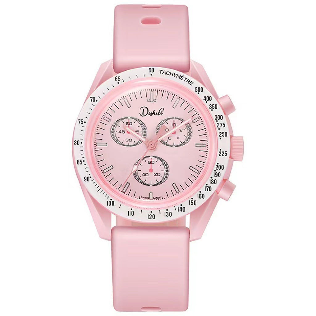 tiktok hot-selling couple's student super-lightweight silicone casual sports watch - planet & moon series