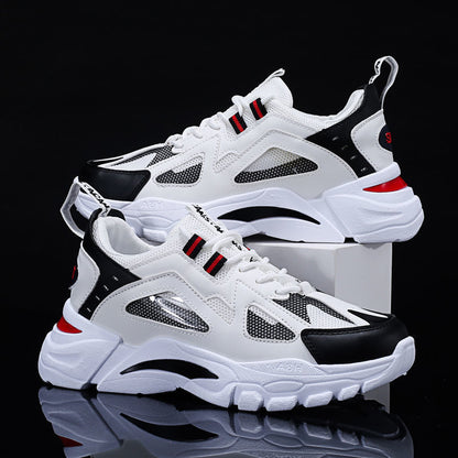 Soft-soled dad shoes for men 2025new arrivalk-style low-top lace-up student running shoes mesh breathable sports shoes for men