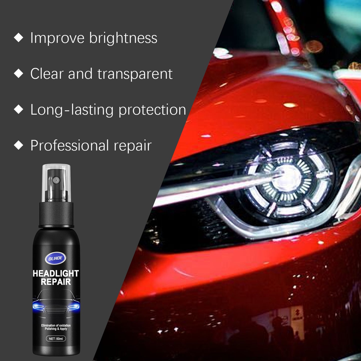 OUHOE Lamp Care Spray Car Headlight Shade Scratch Polishing Repair Refurbishment Care Spray