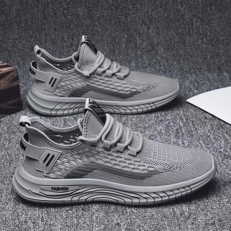 Mesh breathable sneakers 2025 spring and summer fly woven lace-up running shoes k-style cut out soft bottom trendy coconut shoes