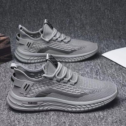 Mesh breathable sneakers 2025 spring and summer fly woven lace-up running shoes k-style cut out soft bottom trendy coconut shoes