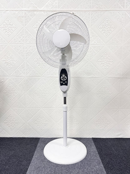 Cross-border bestseller: 16inch floor fan - remote control, high-capacity battery, rechargeable, with light, quiet operation, standing fan, solar-powered fan