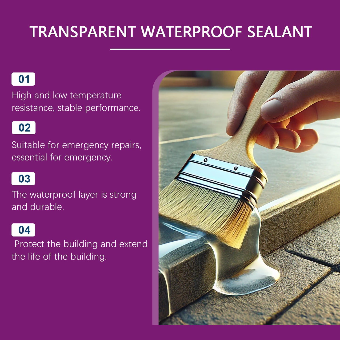 JUE FISH transparent waterproof sealant, anti-leakage and plugging of bathroom and kitchen roof, and anti-smashing brick leak repair agent
