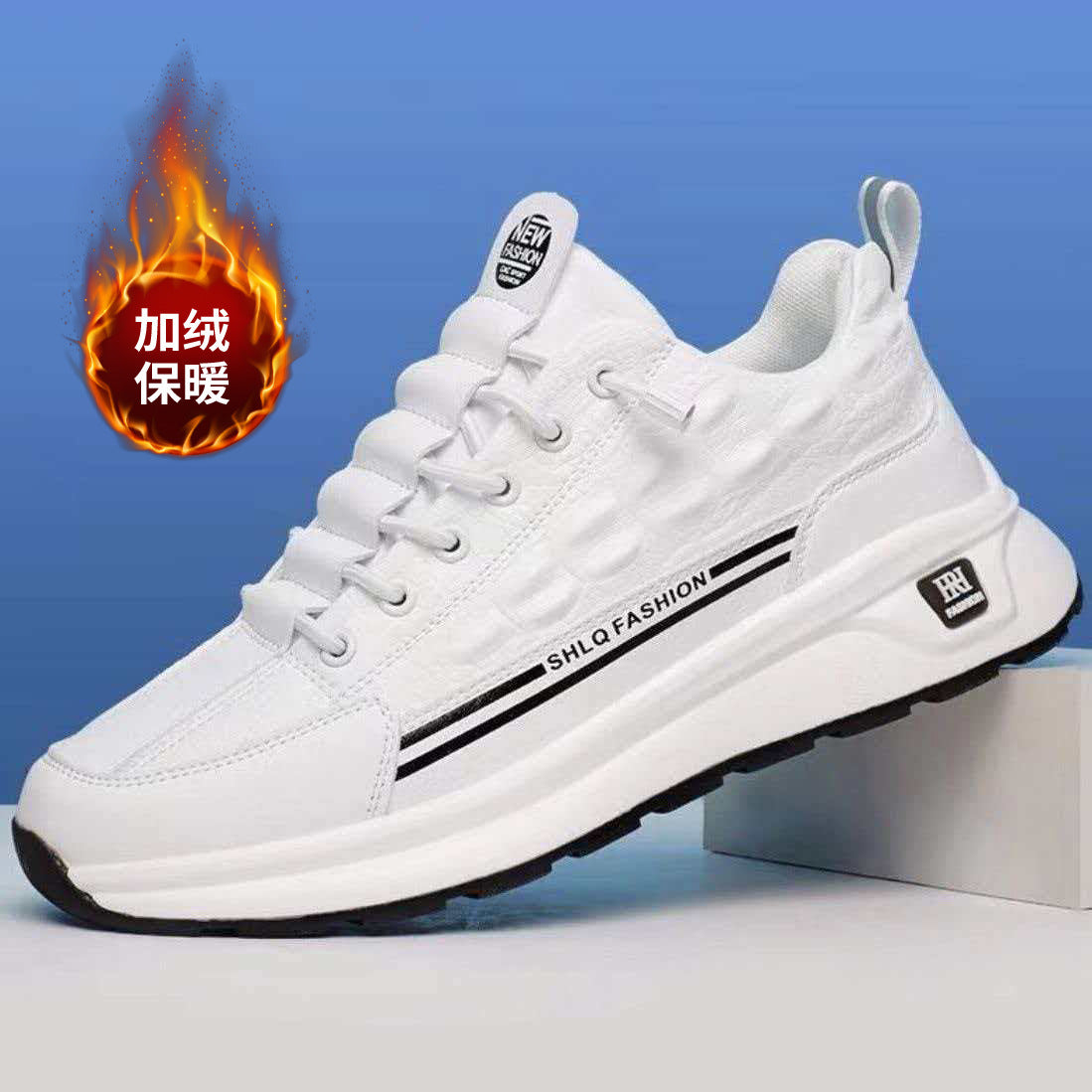 Men's new korean style leather casual shoes, fashionable low-top sneakers, soft sole slip-ons