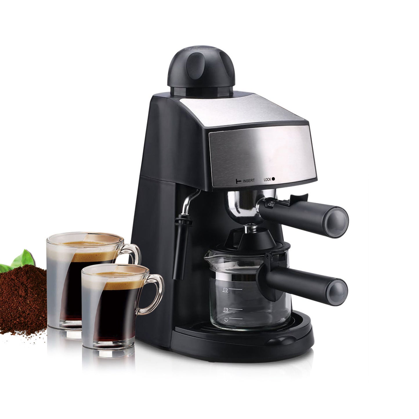 Coffee machine - compact home automatic grinding & brewing espresso machine with steam milk frother
