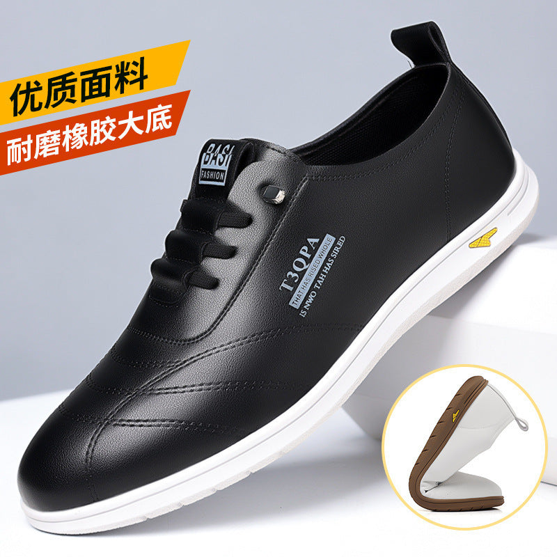 Business leather shoes 2025 soft bottom leather casual men's shoes british comfortable non-slip wear-resistant beanie shoes dad driving shoes