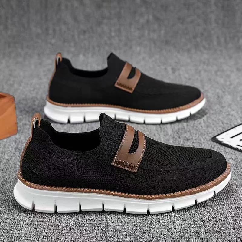 Men's cross-border new flyknit casual shoes: lightweight, breathable, athletic, minimalist, comfortable slip-on sneakers