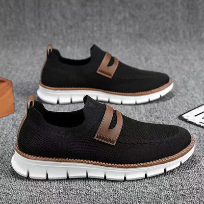Men's cross-border new flyknit casual shoes: lightweight, breathable, athletic, minimalist, comfortable slip-on sneakers