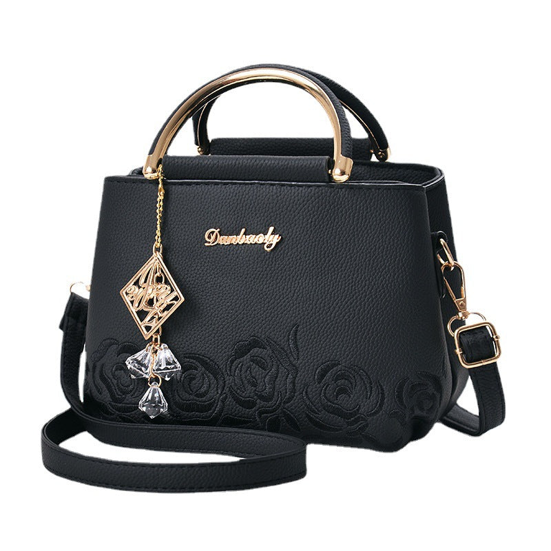 2026 new fashion elegant solid color embroidered women's handbag tote sweet cute crossbody small square bag - dropshipping available