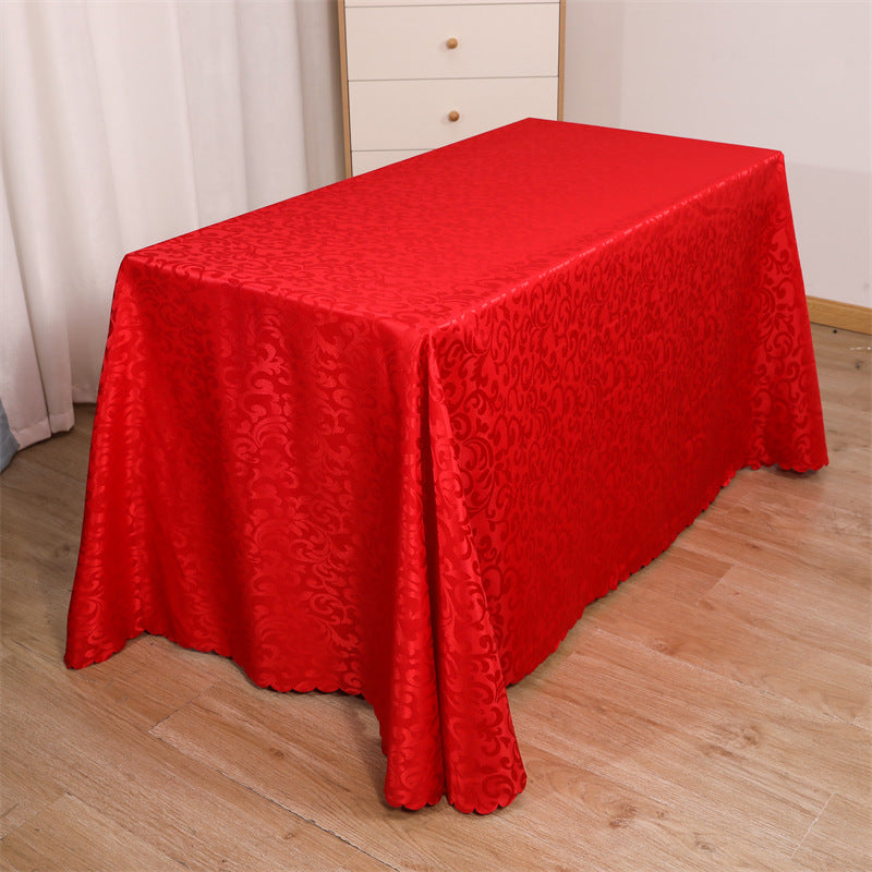 Tablecloth wedding event stall meeting engagement tablecloth red long table wholesale rectangular white polyester tablecloth