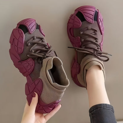 Women's versatile spring sneakers: octopus design, thick-soled, flyknit casual shoes - plus size available for export