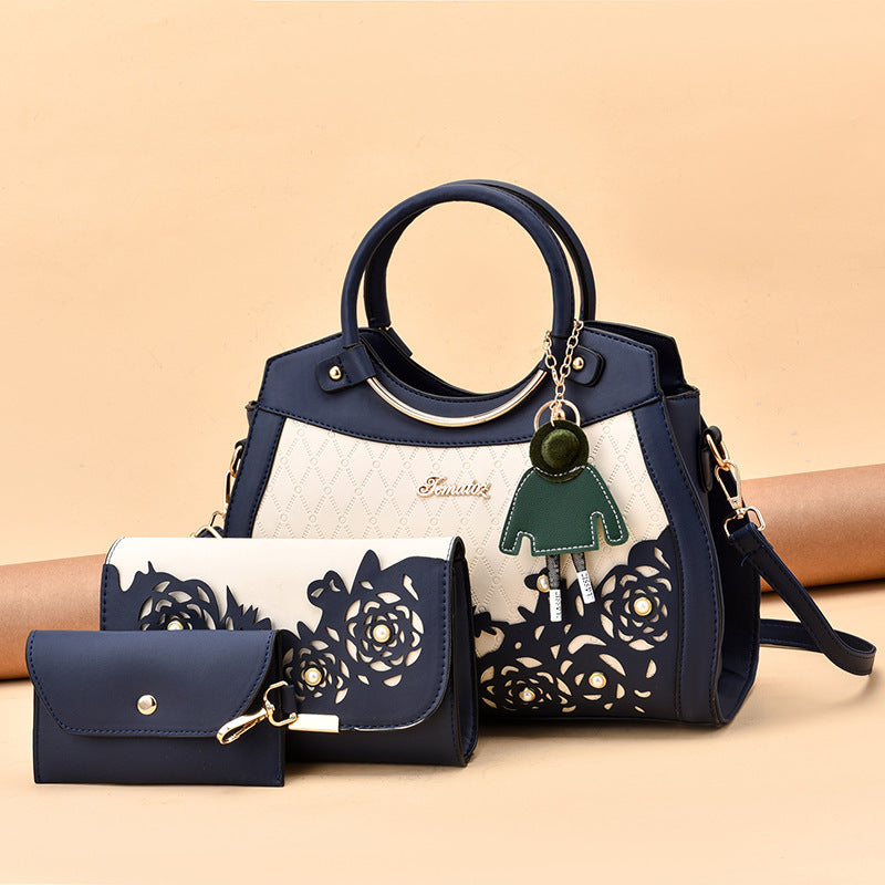 Hollow-out women's handbag 2026 new style ladies' three-piece set, foreign trade tote, shoulder bag, crossbody commuter bag - dropshipping available