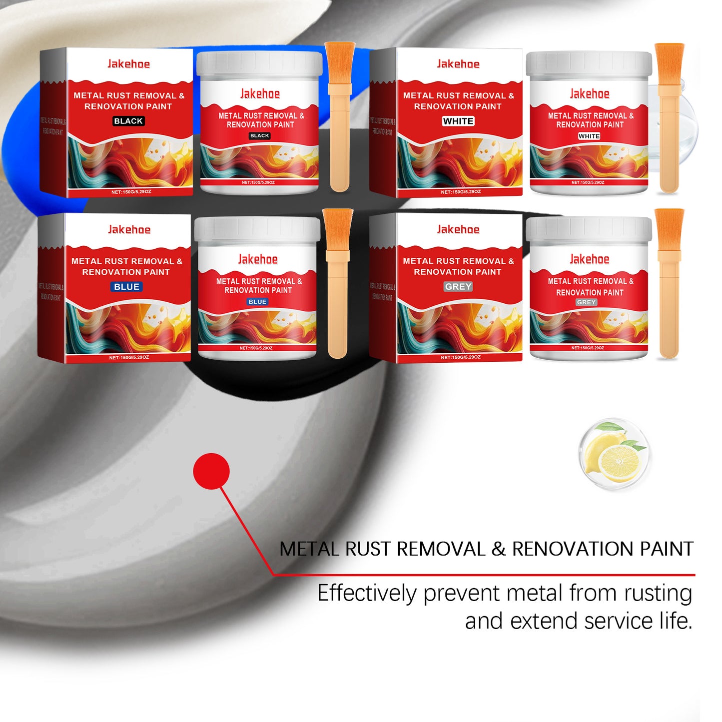 JAKEHOE water-based metal anti-rust paint, water-resistant and anti-rust metal primer, refurbished, stable and durable, multi-color optional