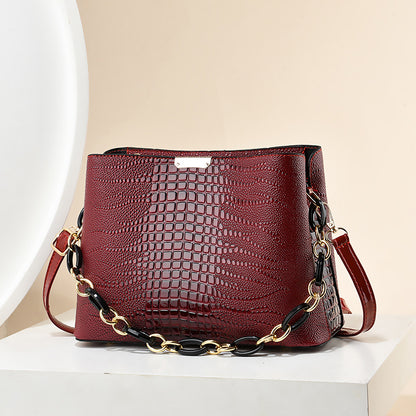 Women's bag 2026 new style trendy korean style embossed high-quality texture chain shoulder crossbody bucket bag