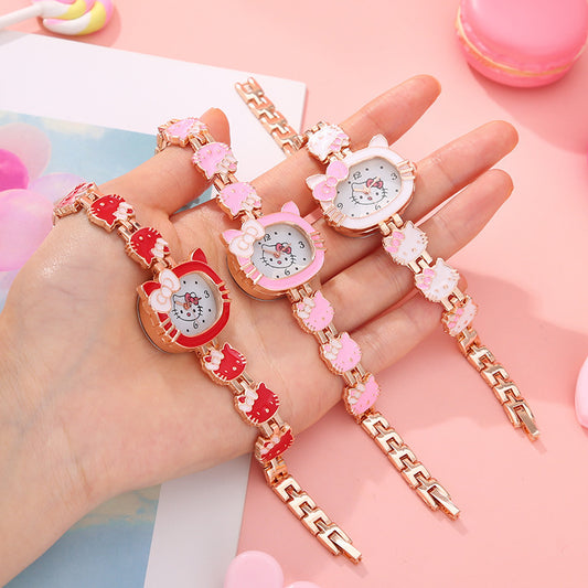 Trendy hello kitty cartoon watch for women, students, and girls - cute bracelet watch - in stock & wholesale