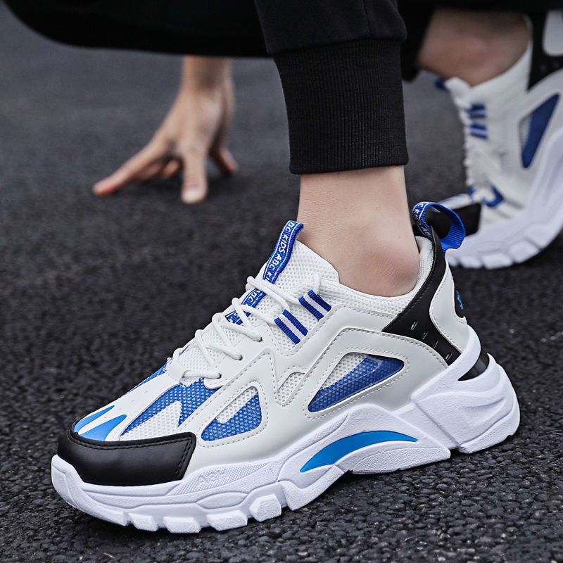 Soft-soled dad shoes for men 2025new arrivalk-style low-top lace-up student running shoes mesh breathable sports shoes for men
