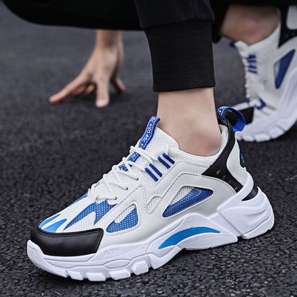 Soft-soled dad shoes for men 2025new arrivalk-style low-top lace-up student running shoes mesh breathable sports shoes for men