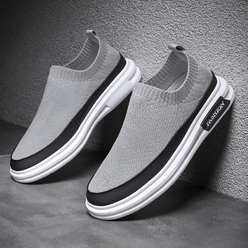 Men's shoes 2025 spring/summer new arrivals: slip-on athletic shoes with sock-lining, breathable, korean style fashion casual sneakers