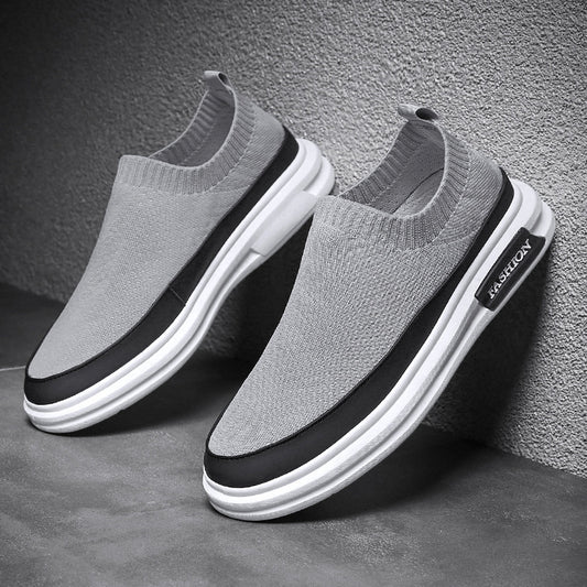 Men's shoes 2025 spring/summer new arrivals: slip-on athletic shoes with sock-lining, breathable, korean style fashion casual sneakers