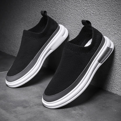 Men's shoes 2025 spring/summer new arrivals: slip-on athletic shoes with sock-lining, breathable, korean style fashion casual sneakers