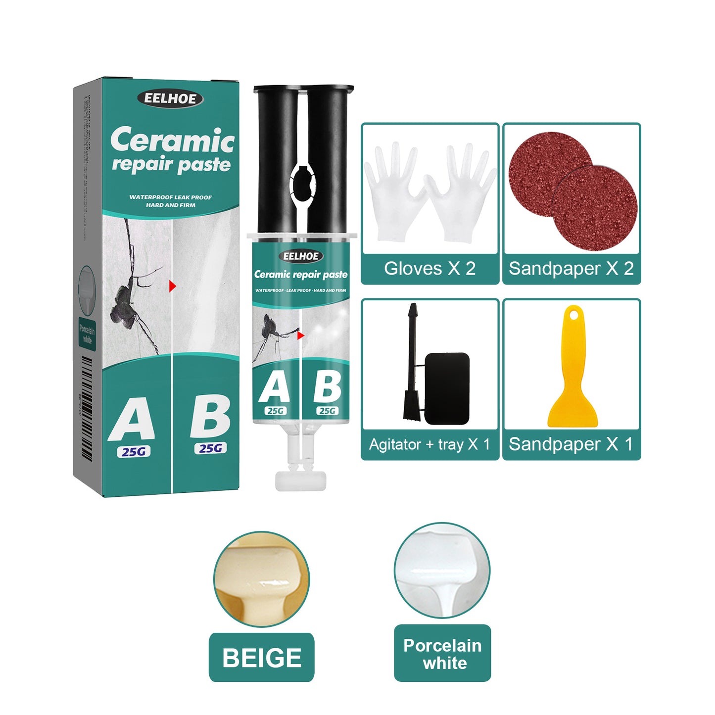 EELHOE tile repair AB glue set, metal tiles fill cracks, plug leaks, repair AB glue adhesive