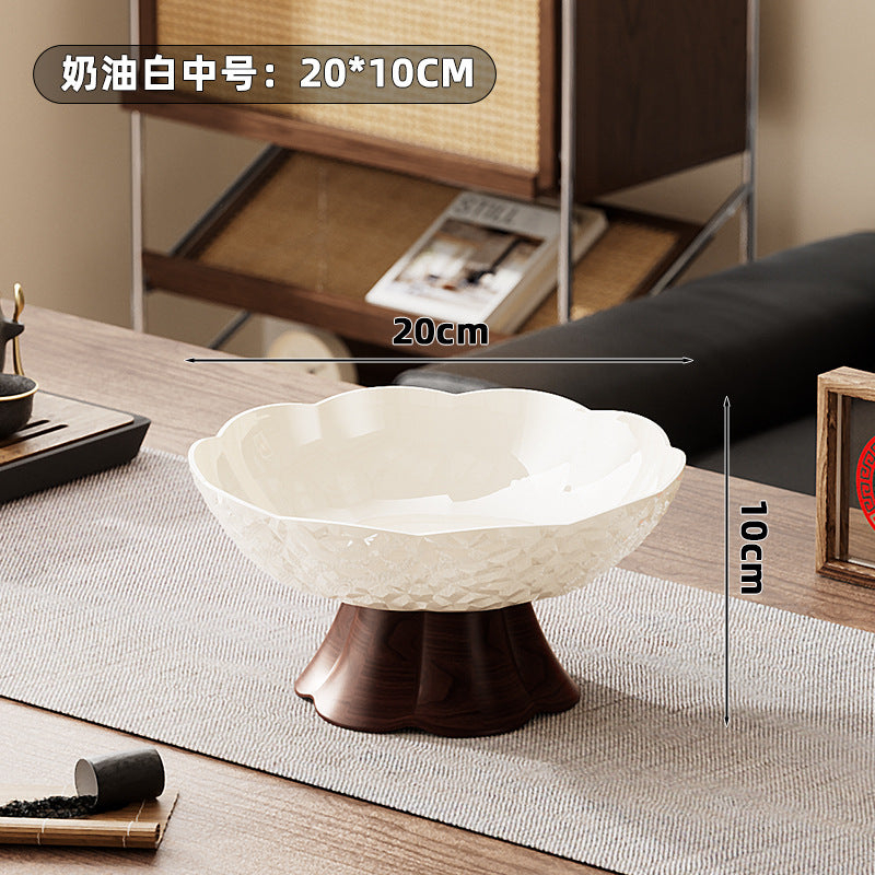 Luxury fruit platter with drain basket - high-end design for living room coffee table, featuring a beautiful bow accent for dried fruit and candy display