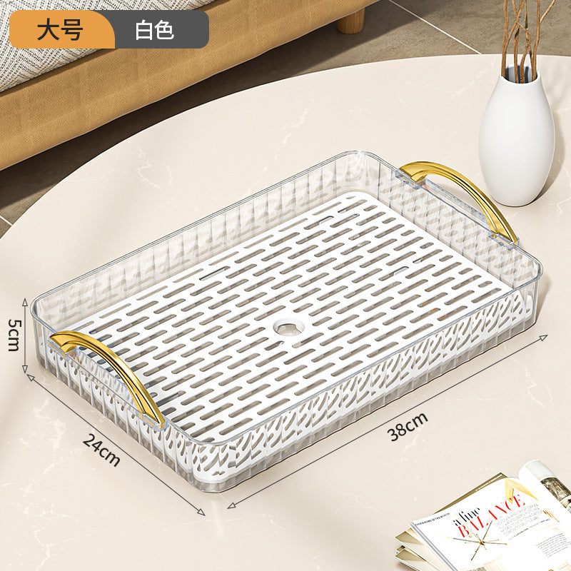 Tea tray for home living room dry brewing station accessible luxury tea set cup holder tea cup water cup rectangular double layer drainage tray
