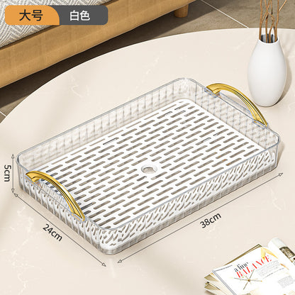 Tea tray for home living room dry brewing station accessible luxury tea set cup holder tea cup water cup rectangular double layer drainage tray