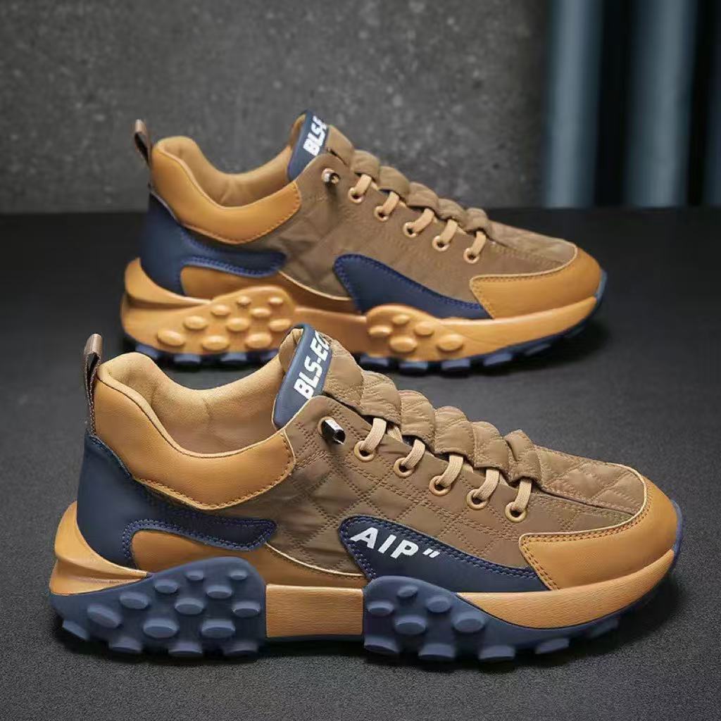 Cross-border men's shoes 2026 new Korean style low-top running shoes trendy non-slip thick-soled dad shoes breathable sports shoes
