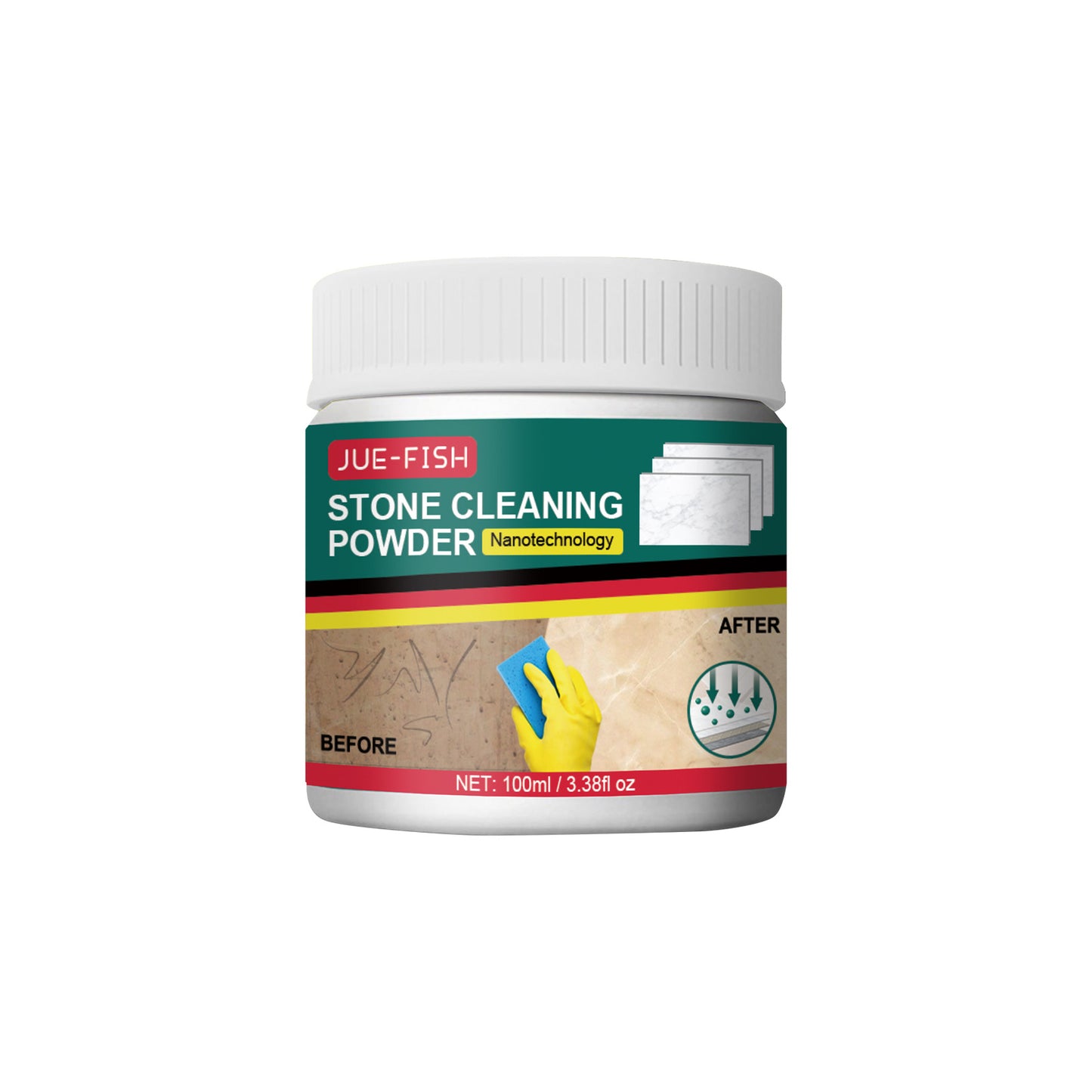 Jue-Fish stone cleaning powder, kitchen quartz stone countertop, marble tile cleaning, strong decontamination and polishing