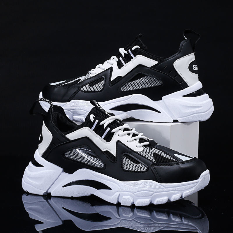 Soft-soled dad shoes for men 2025new arrivalk-style low-top lace-up student running shoes mesh breathable sports shoes for men