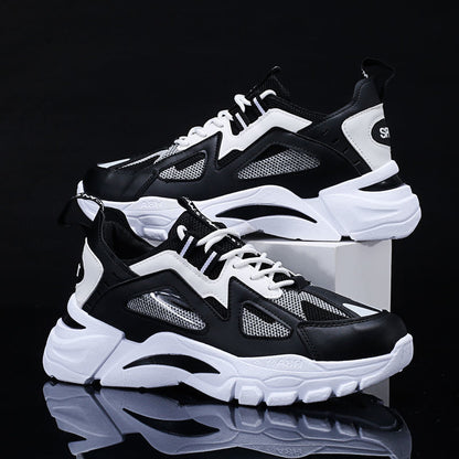Soft-soled dad shoes for men 2025new arrivalk-style low-top lace-up student running shoes mesh breathable sports shoes for men