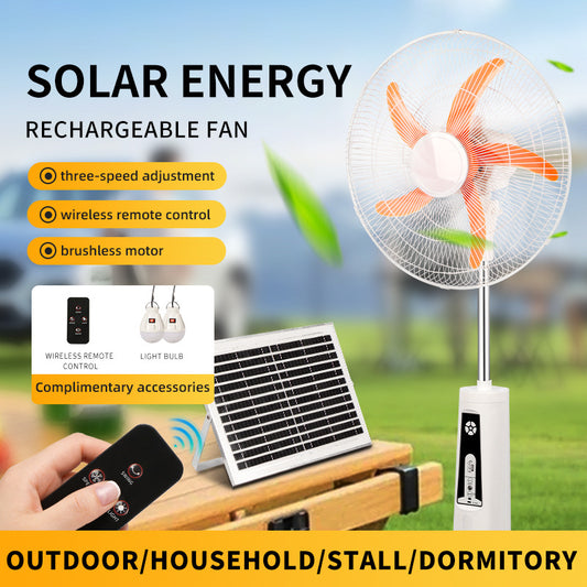 2026 new hot-selling outdoor camping solar charging Bluetooth remote control floor fan with strong wind and silent light
