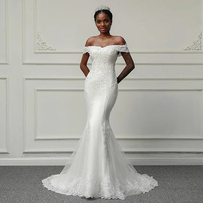 New 2026 wedding dress: african mermaid one-shoulder series with back tie closure - slim fit bridal gown