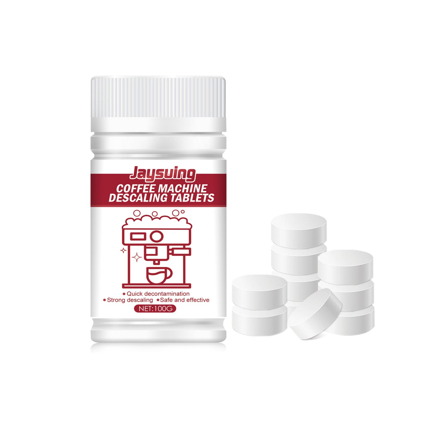 Jaysuing coffee machine cleaning tablets, coffee machine cleaning coffee stains, maintenance filter cleaning effervescent tablets