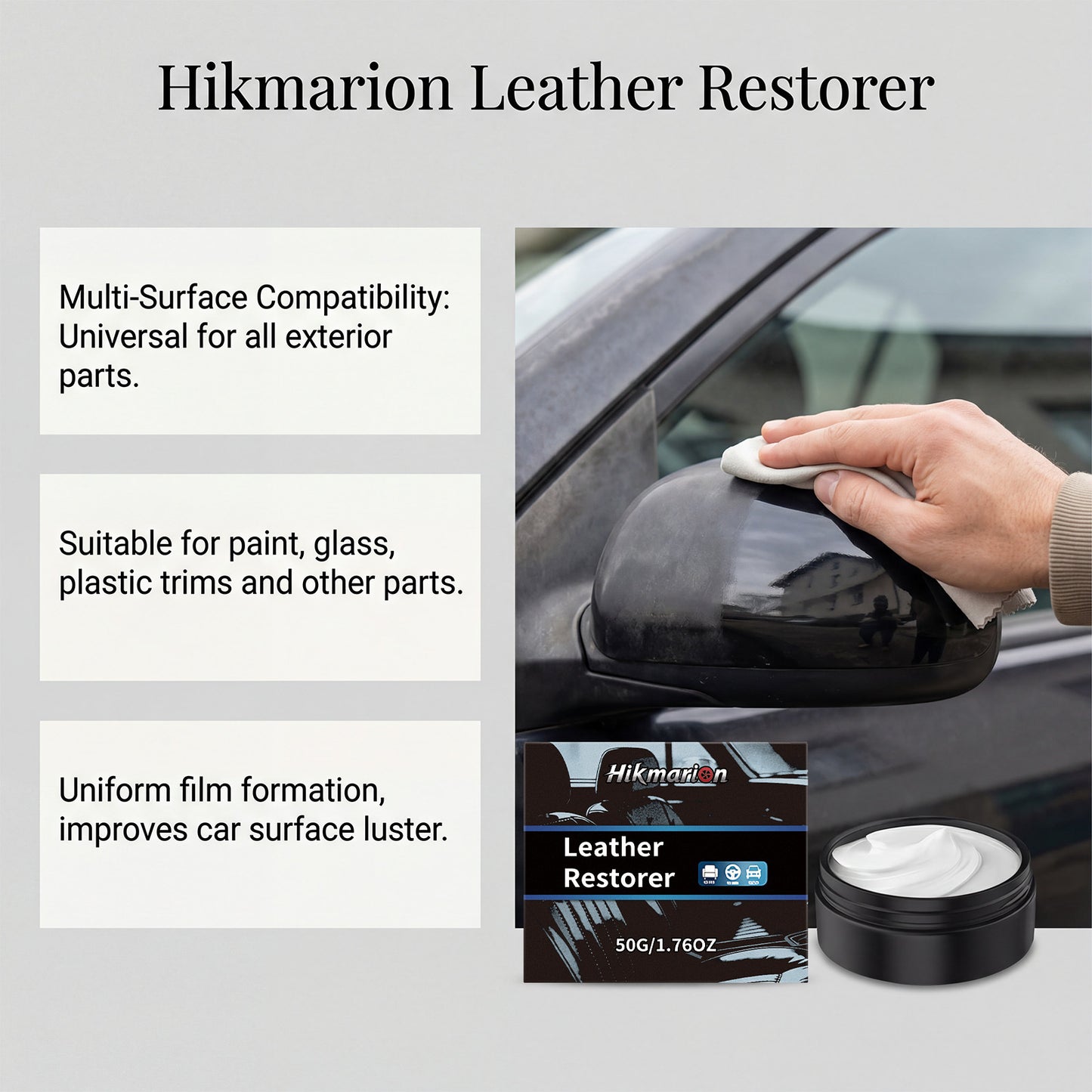 Hikmarion automotive leather care cream, automotive interior maintenance forms a protective film, anti-fouling and brightening leather