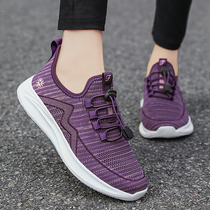 Women's spring soft sole sneakers - lightweight, comfortable, and casual shoes for middle-aged and elderly women - stylish and versatile single shoes