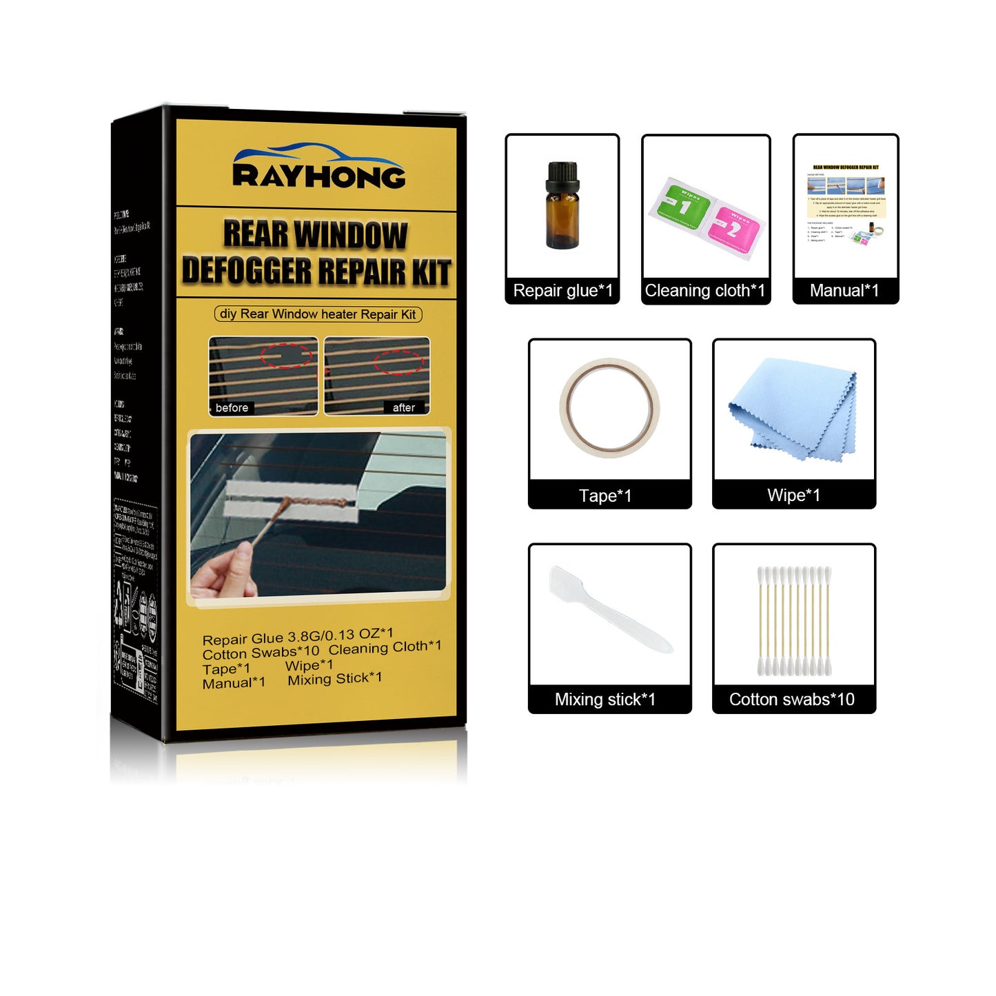 Rayhong Rear Window Defogging Repair Kit, Rear Window Heater Defogger Repair Kit, Grille Wire Repair Kit