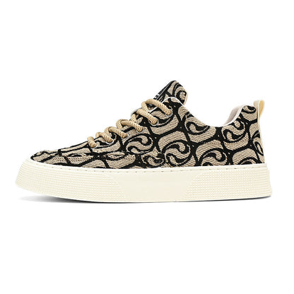 Canvas shoes men's new arrivalk-style breathable casual shoes low-top printingtrendy men's shoes soft bottom national trend sneakers men
