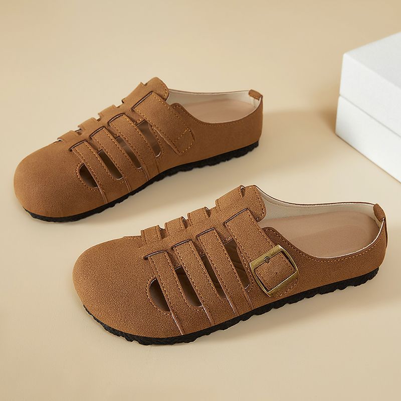 Women's shoesversatilesummernew arrival birkenstock shoescut out fishbone slippersoutwearclassy half slippers breathable sandals