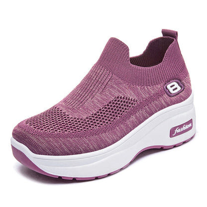 Women's fall collection: new chunky sole casual shoes - soft, comfortable, height-boosting, versatile flats with breathable flyknit upper